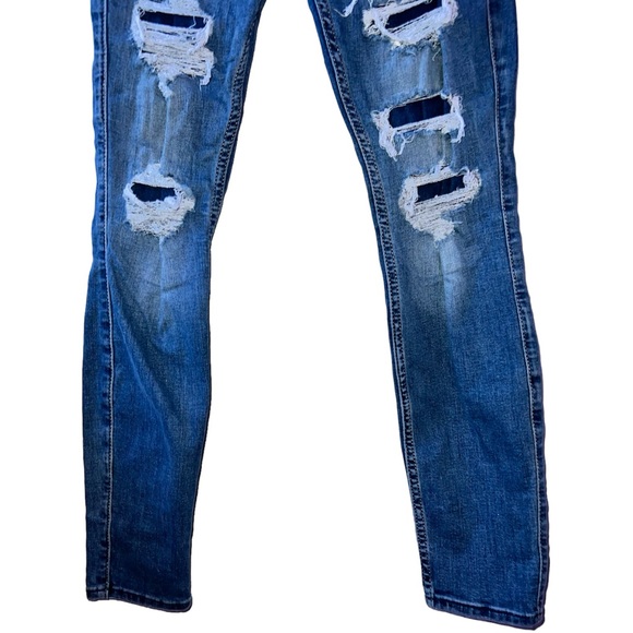 HOLLISTER | DISTRESSED HIGH RISE SUPER SKINNY DENIM JEANS - Picture 4 of 7